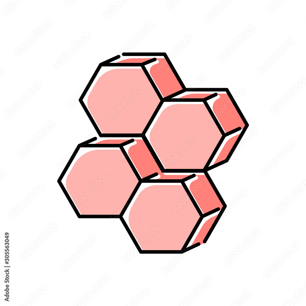 Poster combs color icon. dimensional geometric figures. complex decorative element. compiled stock of honey