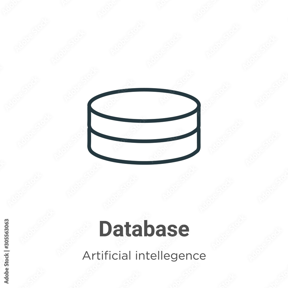 Poster database outline vector icon. thin line black database icon, flat vector simple element illustration