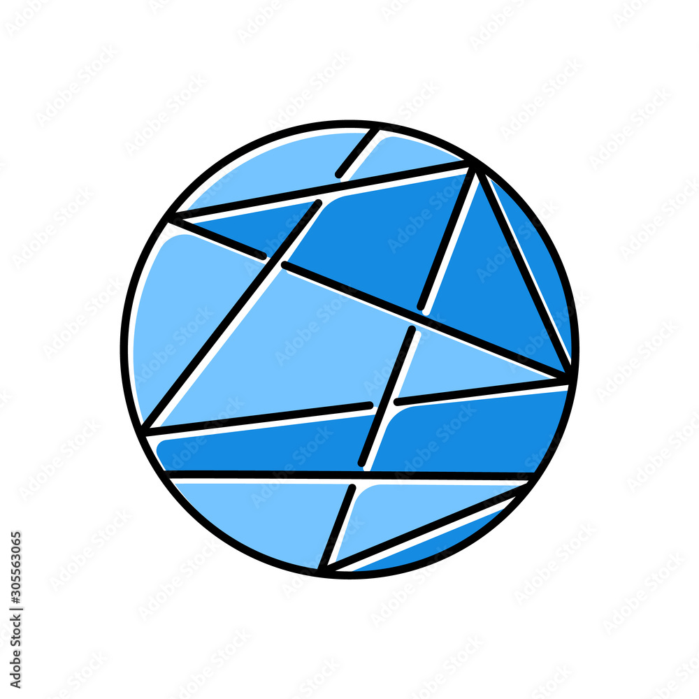 Poster round figure color icon. circle crossed with lines. decorative element. lines enclosed in sphere. st