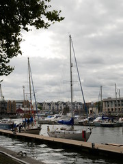 Bristol Pier Waterfront in the Gloomy Grey Cloud Weather with Boats