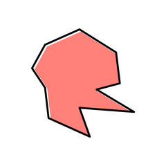 Geometric figure color icon. Decorative element with cut edges. Simple graphic print. Abstract filled shape. Isometric solid form. Broken fractal. Spot with sharp corners. Isolated vector illustration