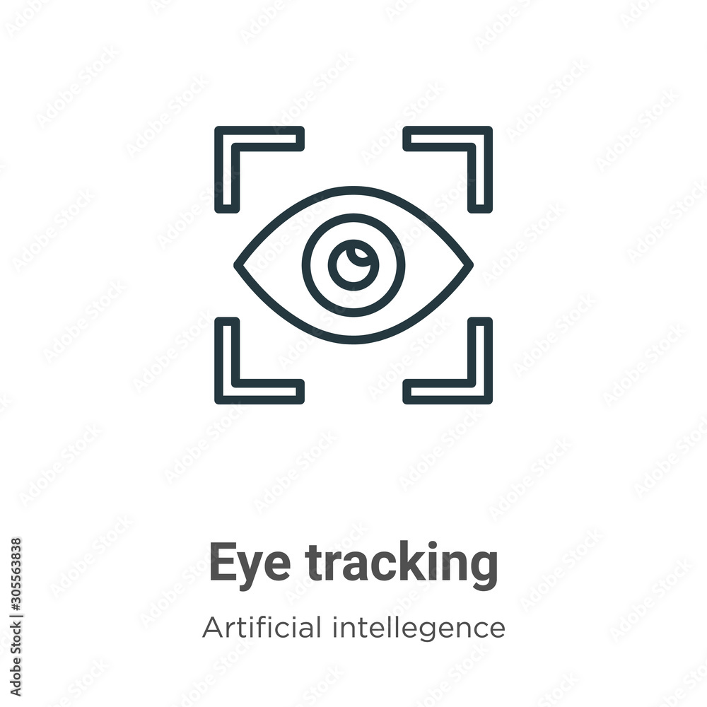 Poster eye tracking outline vector icon. thin line black eye tracking icon, flat vector simple element illu