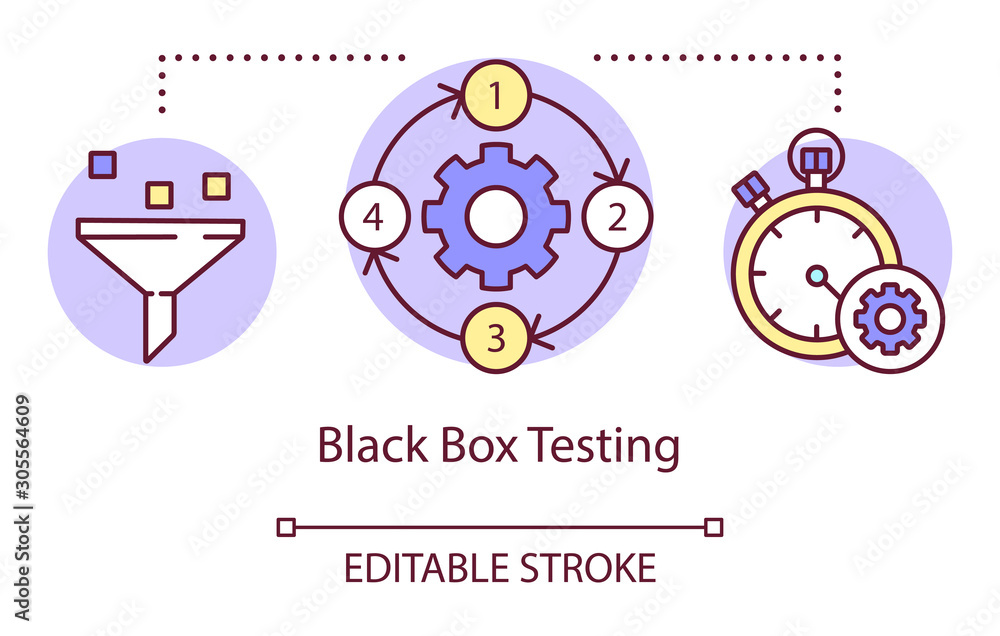 Poster black box testing concept icon. examine computer functionality idea thin line illustration. software