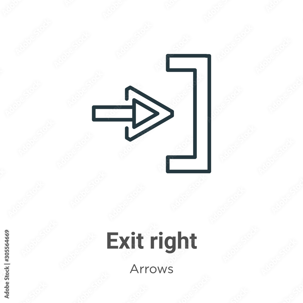 Poster exit right outline vector icon. thin line black exit right icon, flat vector simple element illustra