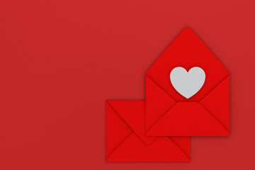 Red package with love heart inside, festive theme, 3d rendering