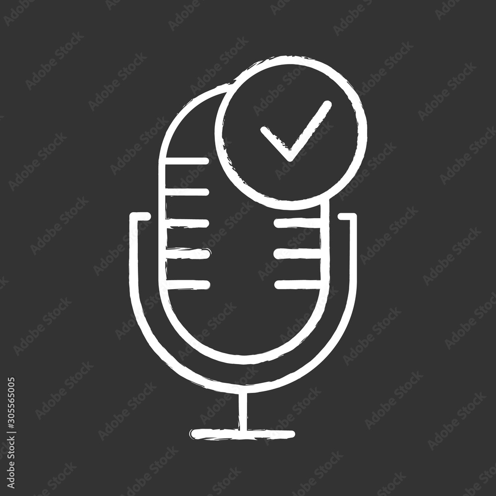Poster microphone installation chalk icon. sound recorder connected idea. successful connection. voice cont