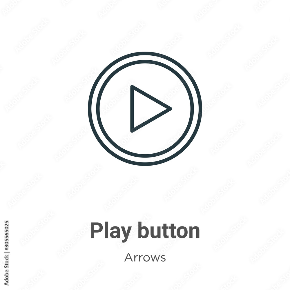 Poster play button outline vector icon. thin line black play button icon, flat vector simple element illust