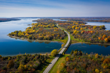 Aerial view of St.Lawrence Park in the thousand islands, canada