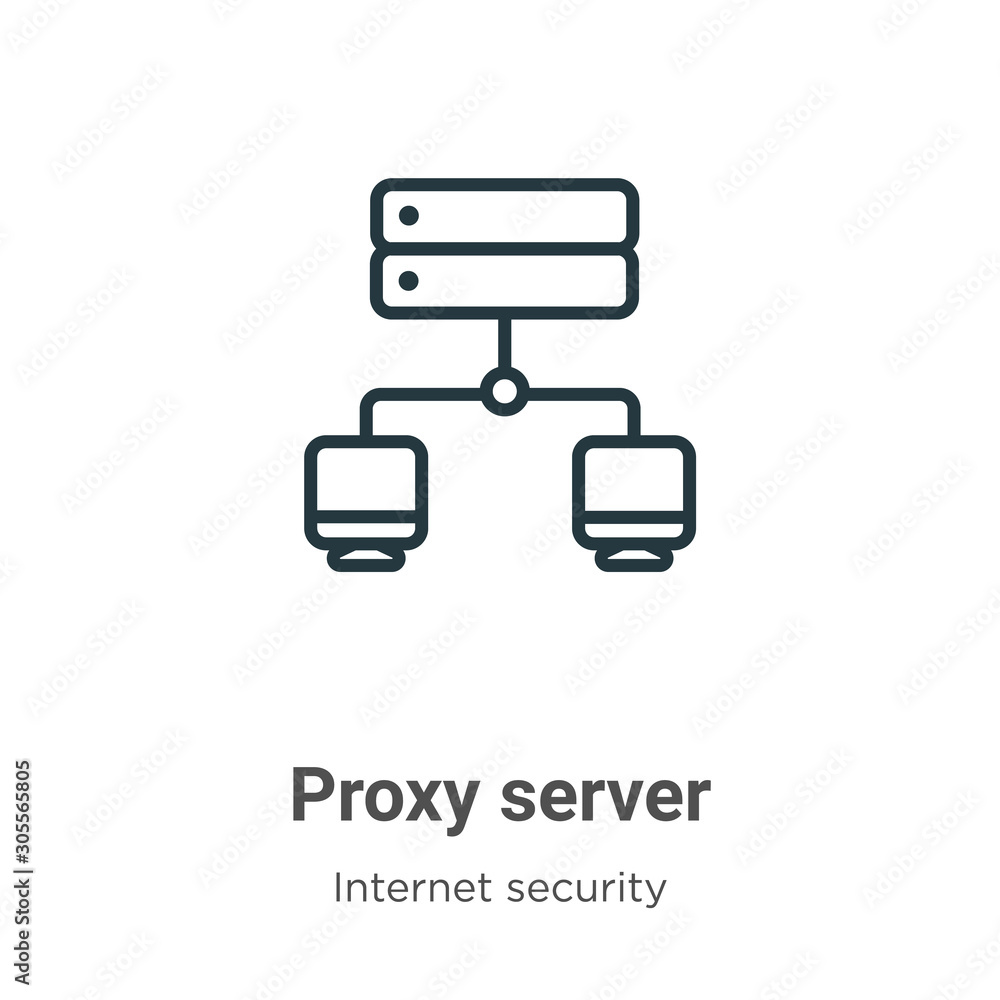 Poster proxy server outline vector icon. thin line black proxy server icon, flat vector simple element illu