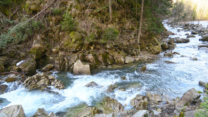 stormy river in the autumn landscape