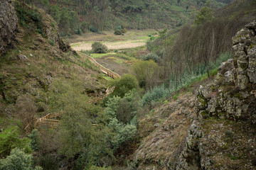 wooden walkway at Penedo Furado next to Milreu village, Vila de Rei, district of Castelo Branco, Portugal 