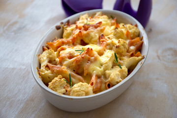Cheese bakded cauliflower and red lentils spirals