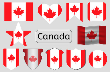 Canadian flag icon, Canada country flag vector illustration