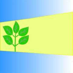 green sprout in the rays of light on the blue sky with a copy of space