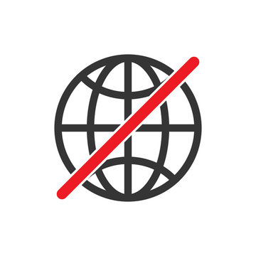 No Internet Connection Sign. No Globe Vector Icon