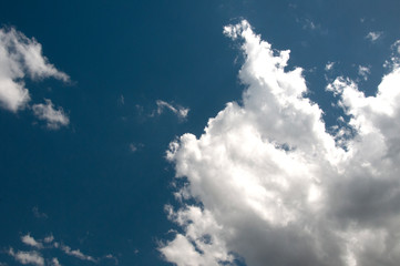 Atmospheric sky art image. White Cumulonimbus cloud in blue sky. Australia.