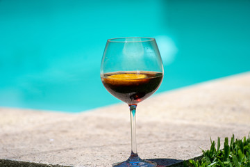 Summer drink served next to the beach hotel pool
