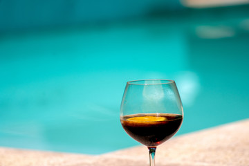 Summer drink served next to the beach hotel pool