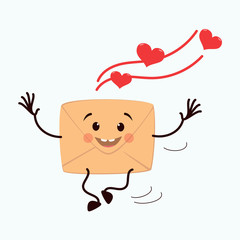 Vector illustration of an envelope and a red heart.