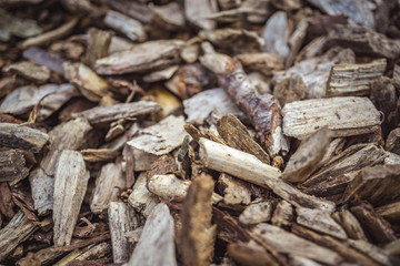 Wooden chips, bark mulch.