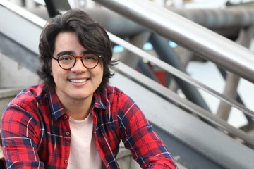 Candid of Mexican man smiling