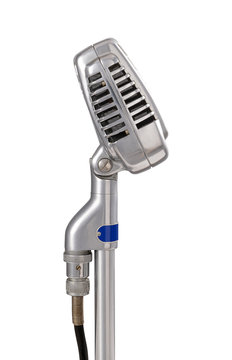Vintage microphone on white background