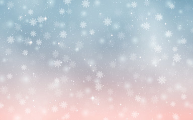 Christmas and New Year heavy snowfall vector background