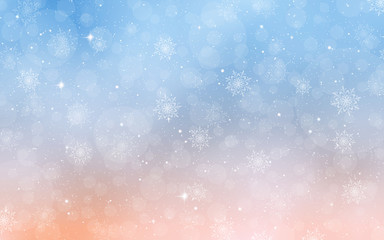 Christmas and New Year heavy snowfall vector background