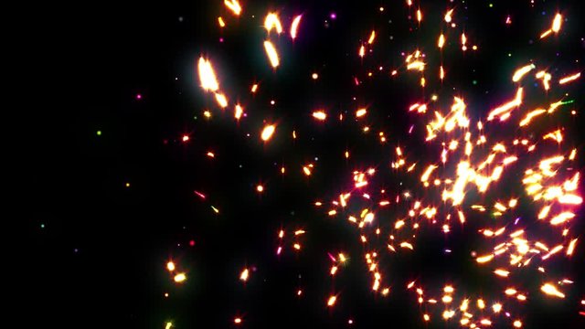 Abstract realistic animation on black background. Beautiful firework colorful. 4k
