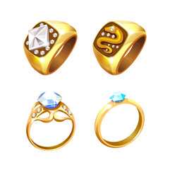volume gold jewel rings with gems