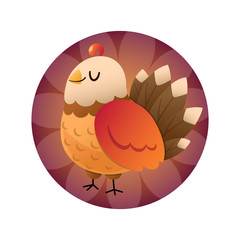 Cute cartoon colorful turkey for thanksgiving