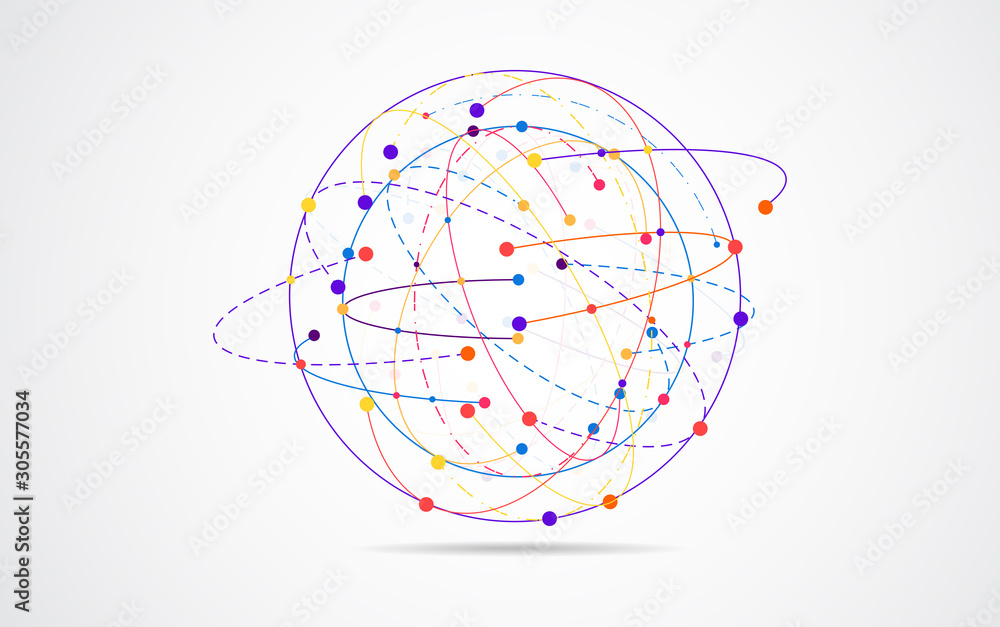 Poster global network connection. world map point and line composition concept of global business. vector i