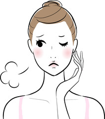 困る　女性　肌