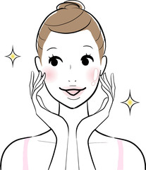 スキンケア　笑顔　女性