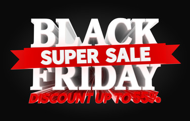 Black friday super sale, 3d rendering.