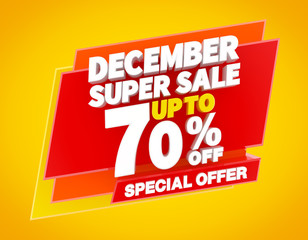 DECEMBER SUPER SALE UP TO 70 % SPECIAL OFFER illustration 3D rendering