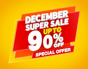 DECEMBER SUPER SALE UP TO 90 % SPECIAL OFFER illustration 3D rendering