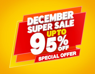 DECEMBER SUPER SALE UP TO 95 % SPECIAL OFFER illustration 3D rendering