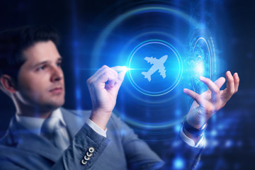 Business, Technology, Internet and network concept. Travel transportation concept with planes.