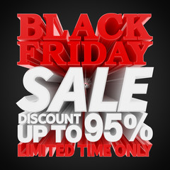 BLACK FRIDAY SALE DISCOUNT UP TO 95 % LIMITED TIME ONLY illustration 3D rendering