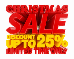 CHRISTMAS SALE DISCOUNT UP TO 25 % LIMITED TIME ONLY illustration 3D rendering