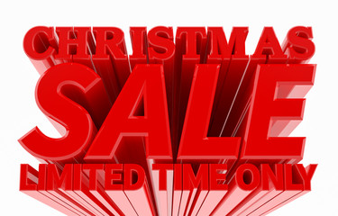 CHRISTMAS SALE LIMITED TIME ONLY word on white background illustration 3D rendering