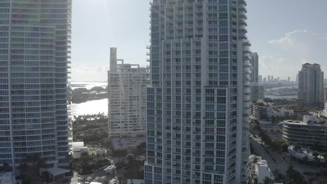 Aerial view around hotels in Miami beach.