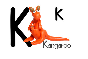 Cartoon characters, Kangaroo isolated on white background.