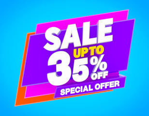 SALE UP TO 35 % SPECIAL OFFER illustration 3D rendering