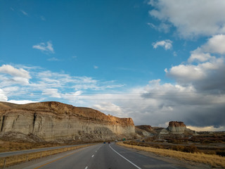 Road in the desert, Albuquerque, New Mexico from the Sandia Mountain Crest