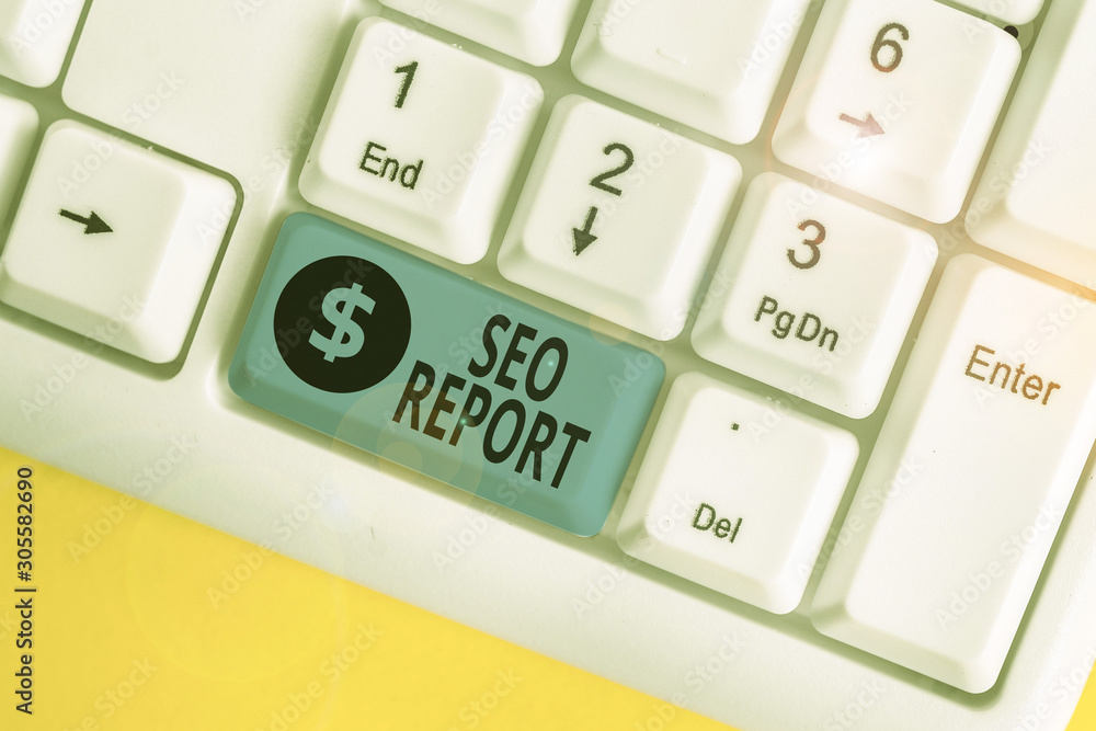 Poster writing note showing seo report. business concept for notifying on how website is performing in sear