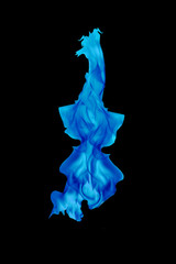 Fototapeta premium Blue fire, burning, flame black background