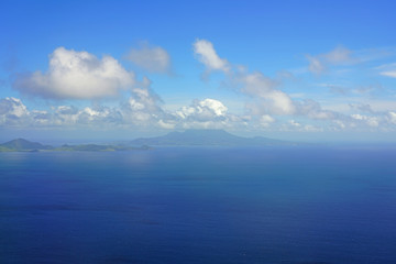 Aerial view of the Nevis Peak volcano in St Kitts and Nevis