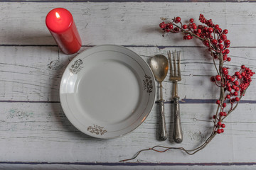 Christmas table with antique silver cutlery